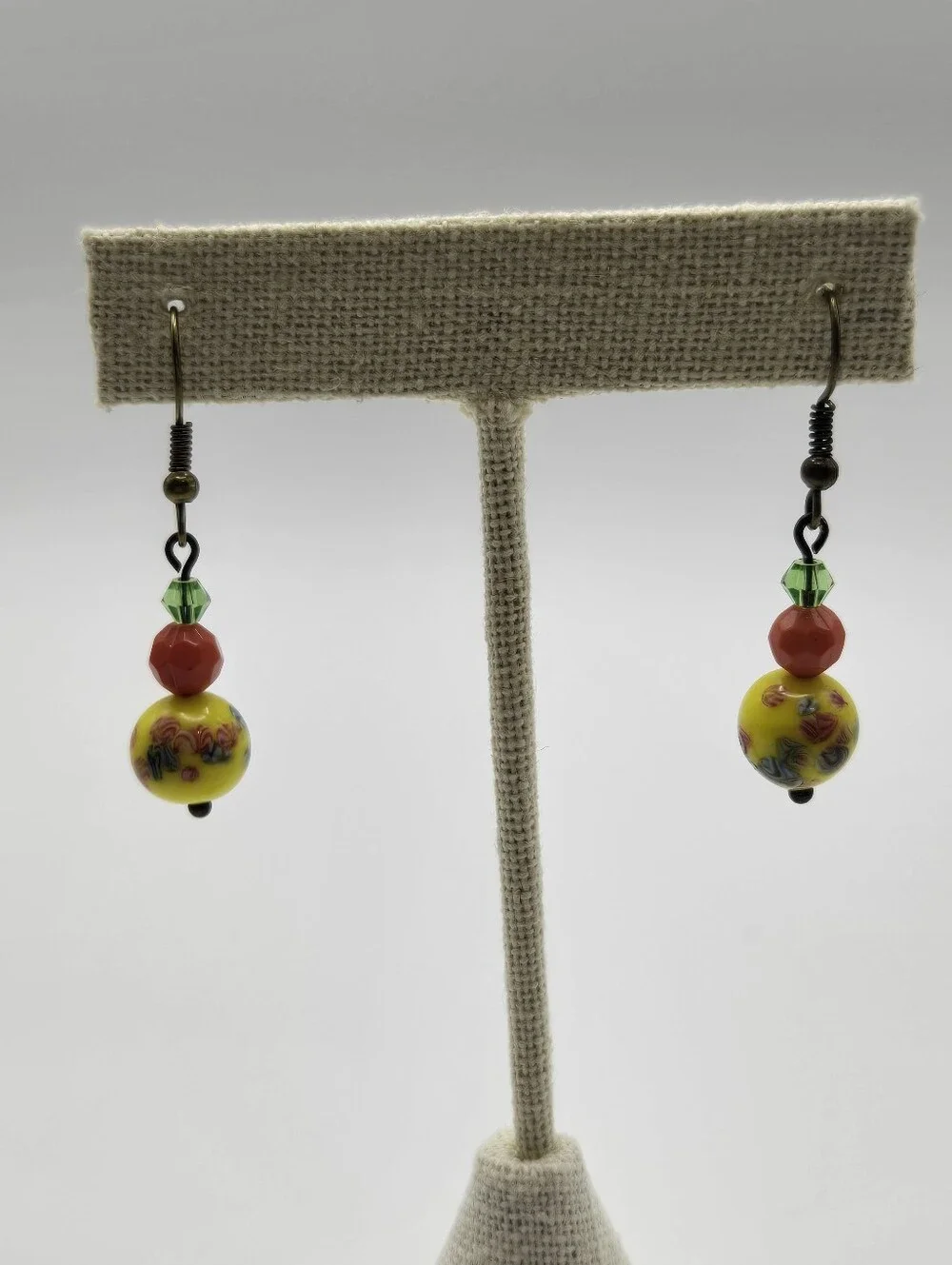 Japanese Tombo Bead Earrings Handmade Jewlery Floral Beading Abstract